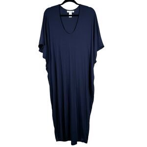 Barefoot Dreams Luxe Milk Jersey Caftan Sleep Dress Indigo Blue Women’s One Size